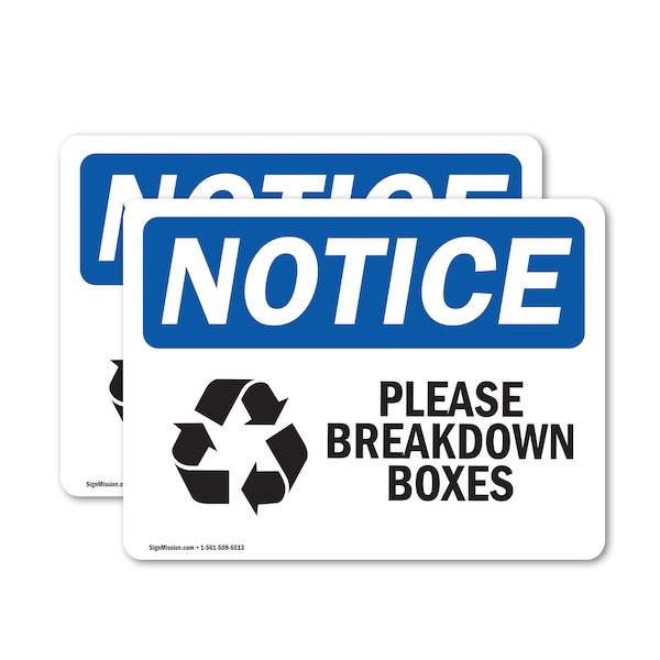 Signmission Please Breakdown Boxes Sign With Symbol, 7 in W x Rectangle, Vinyl Decal OS-2PACK-NS-D-57-L-17343 - main